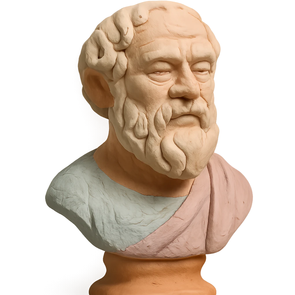 claymation style bust of a philosopher, pastel colors emoji
