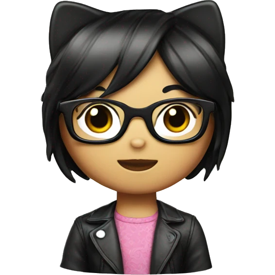 hello kitty with glasses and black hair emoji
