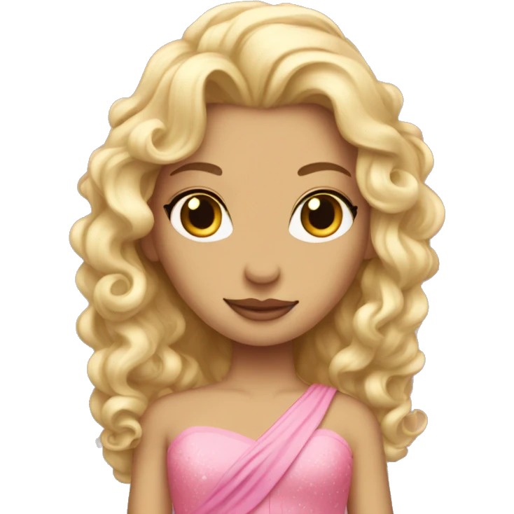 blonde princess with long curly hair and pink ballgown emoji