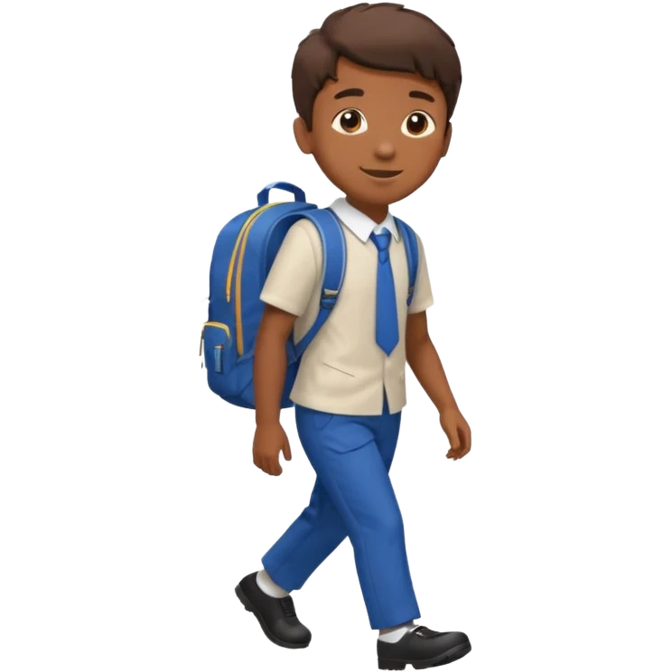 Boy walking to  in  uniform and backpack, full body emoji