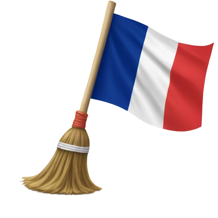 broom on a french flag emoji