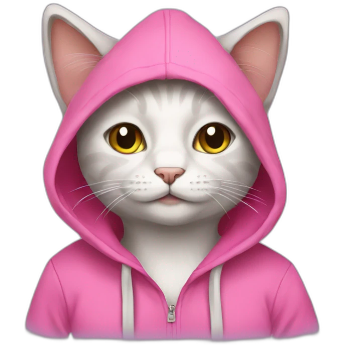 cat with pink hoodie emoji