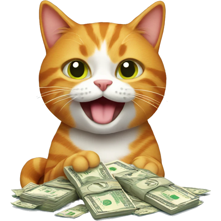 Ginger cat holding money  emoji