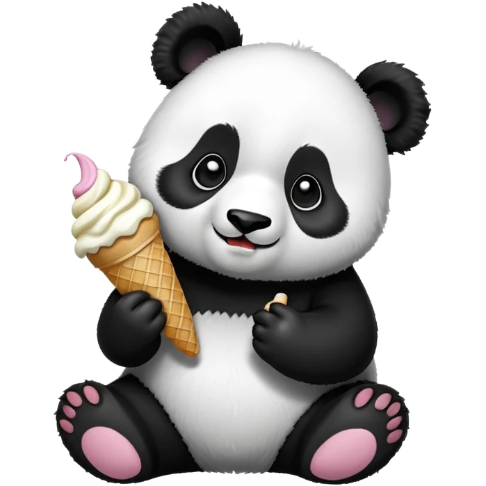 panda eating ice cream emoji