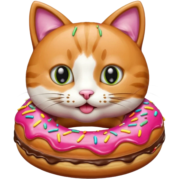 Un gato comiendo una dona emoji