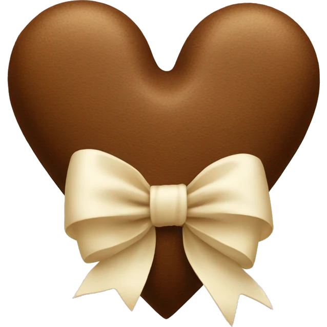 brown heart with a cream bow  emoji