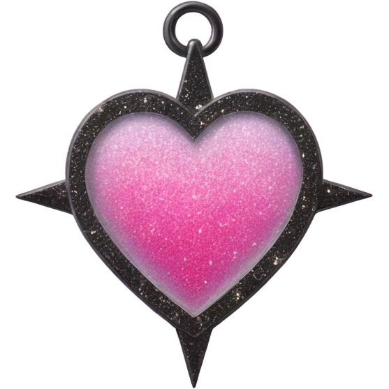 Pink ombre heart shaped compass with glitter emoji