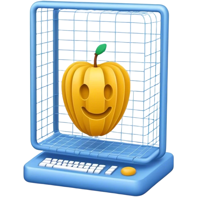 Create an emoji for 3D visualization and modeling. Show a 3D object with wireframe lines and a 3D modeling tool interface. Use modern, professional colors. Do not include any emojis or smiley faces. Make the background transparent. emoji