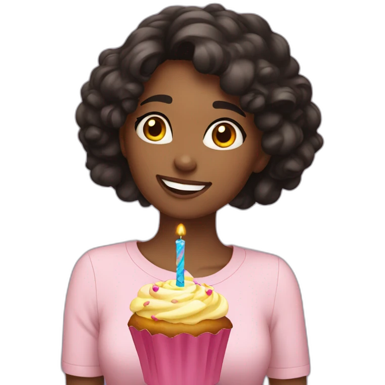 25 year old girl with dark hair celebrating birthday emoji