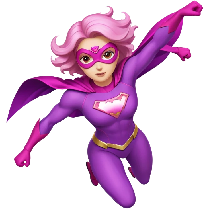 pink violet woman superhero flying emoji