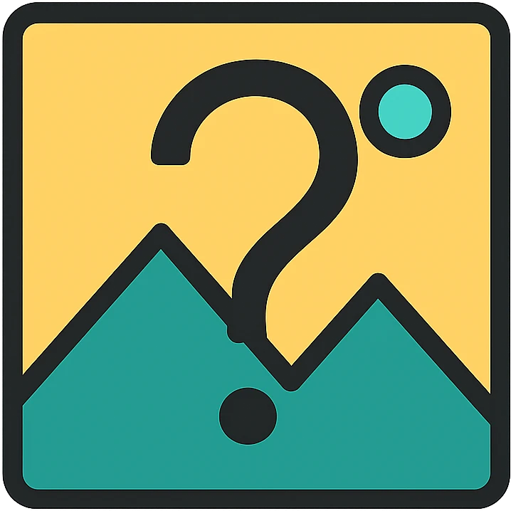 minimal icon style image placeholder emoji, black color, large question mark overlay emoji