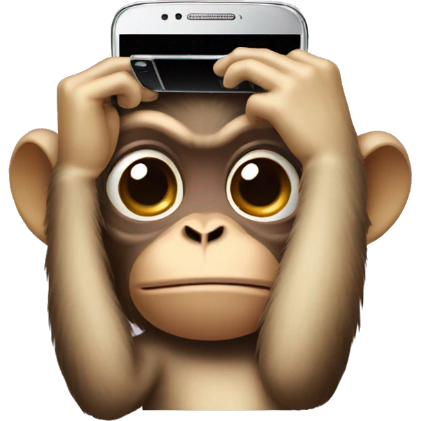 Monkey covering its eyes with a smartphone emoji
