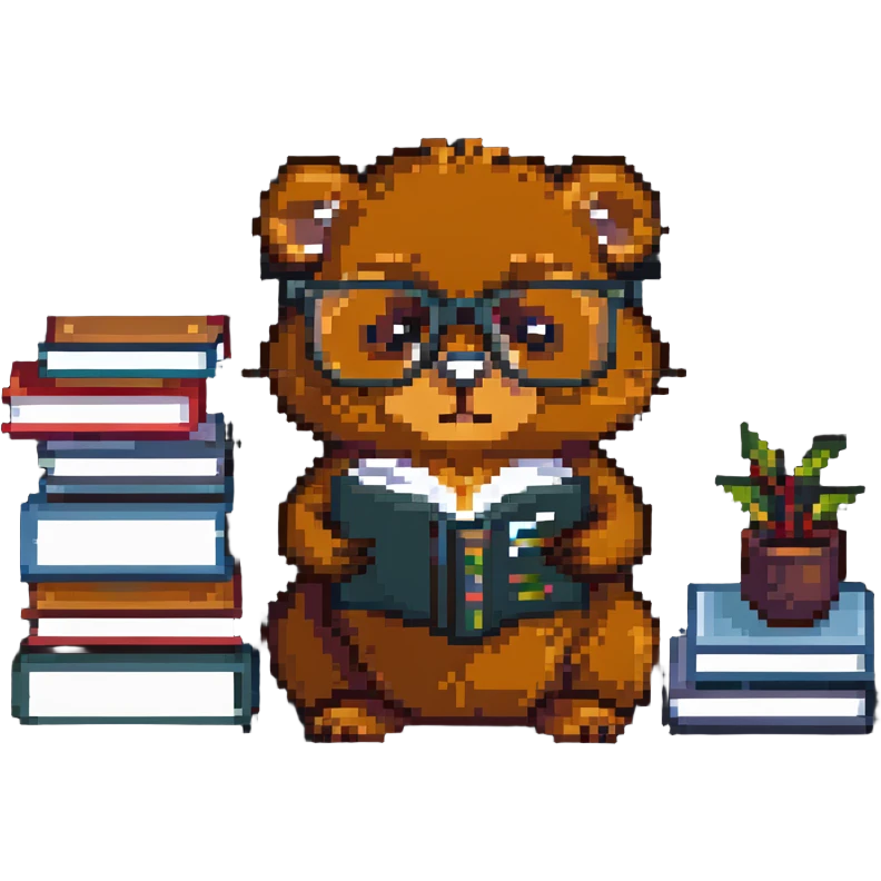 beaver studying with books and glasses emoji