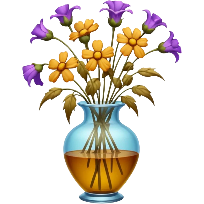 dead wilted flowers hanging in a vase emoji