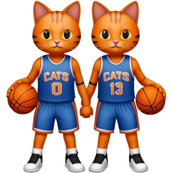 2 cats who just won a basketball game on a team called cats emoji