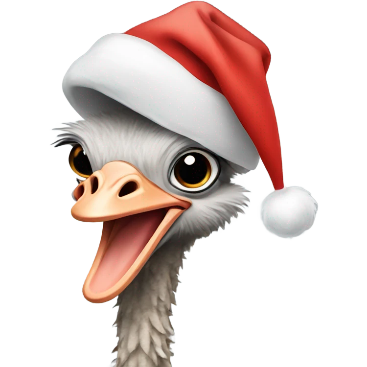 Ostrich in a Santa hat  emoji
