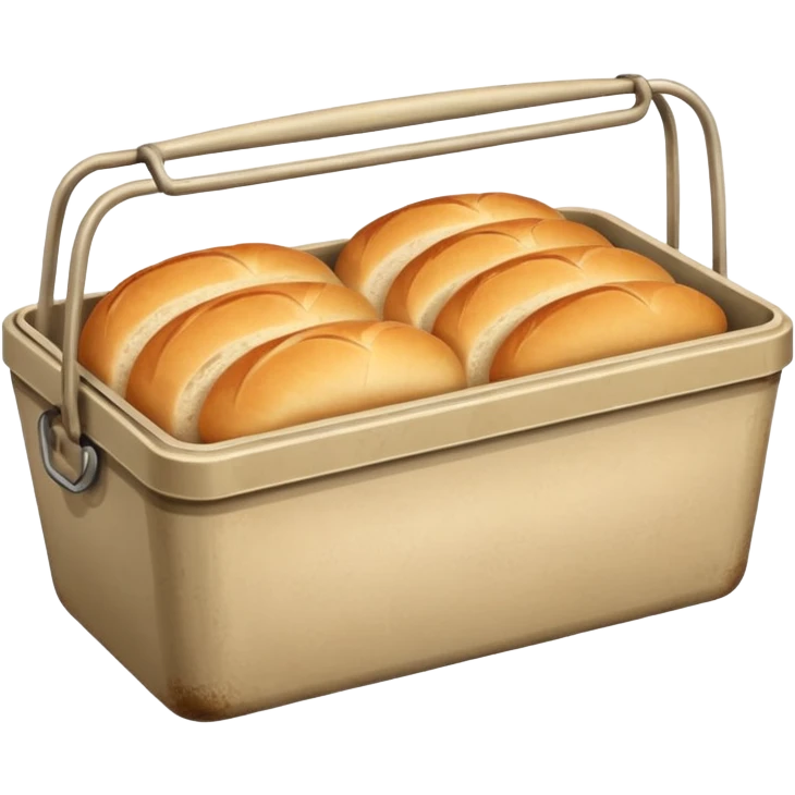 Tiny Beige metal container with the word “bread” on it  emoji