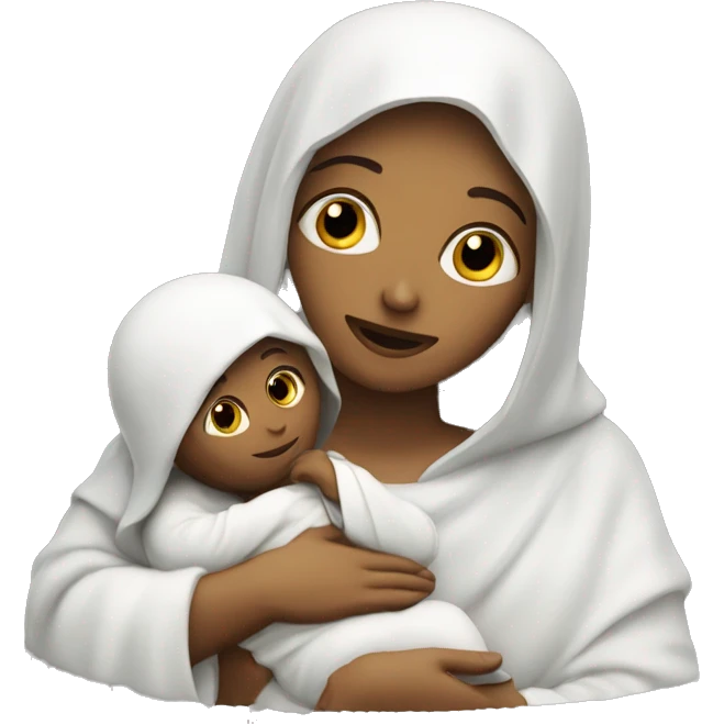 Maria mother of Jesus with Jesus in hands white skin emoji