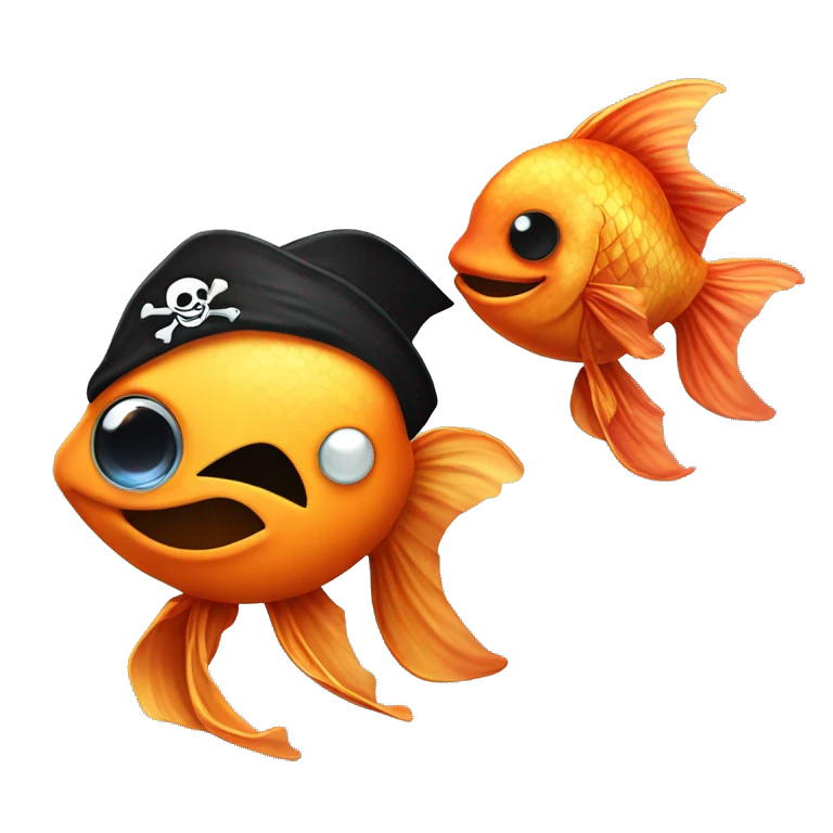 smiling goldfish pirate (eye patch and pirate smiling goldfish pirate with an eye patch and pirate bandana
 emoji