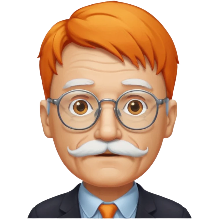 old man, orange hair, white mustache, wearing glasses emoji
