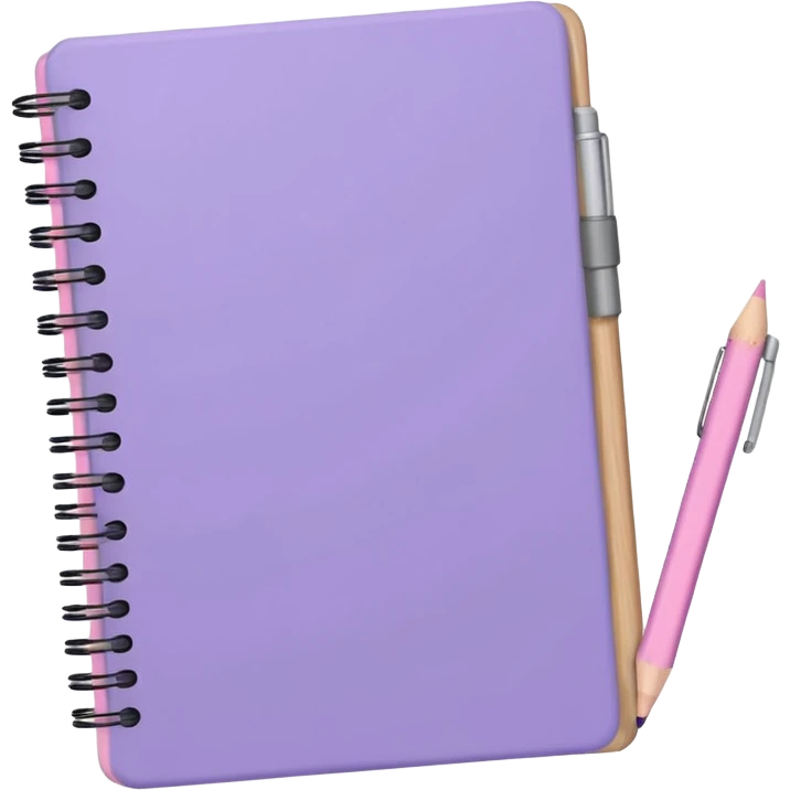 soft purple notebook with spiral binding and a light pink pencil placed on it emoji