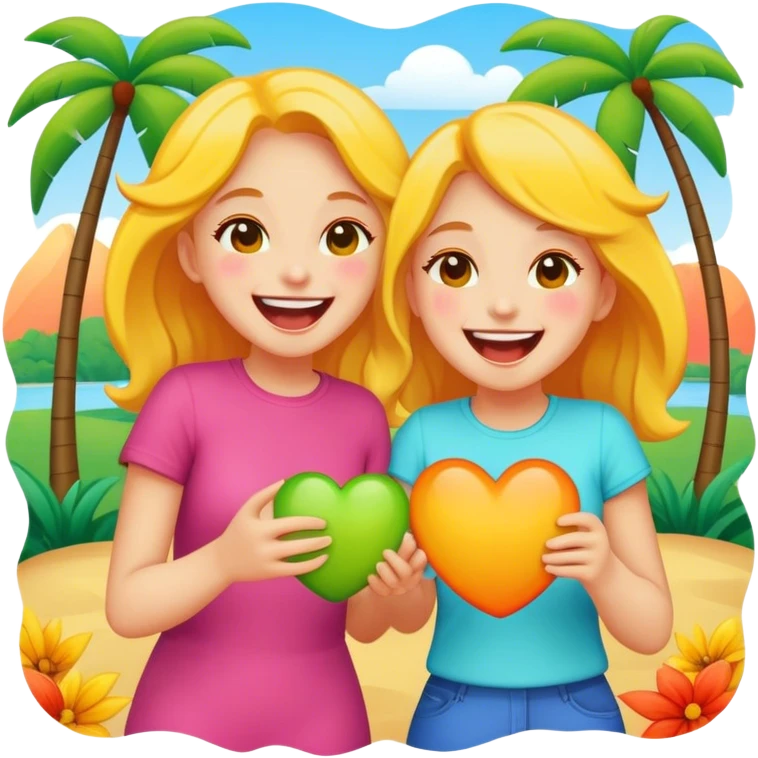 Girls having fun outdoors emoji