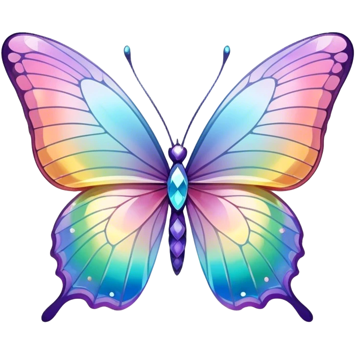 Sparkly Pastel rainbow-gradient iridescent crystal butterfly emoji