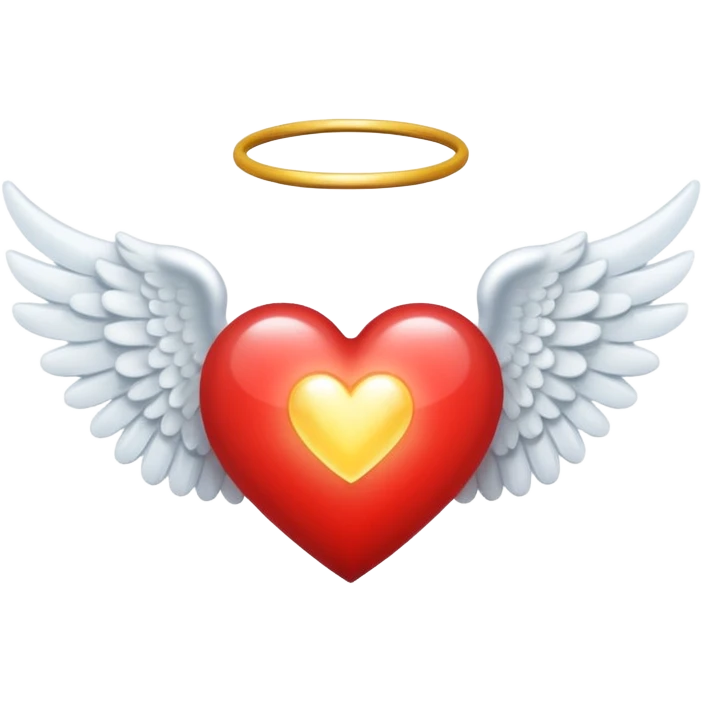Angelic divine holy Christian Heart with angel wings emoji