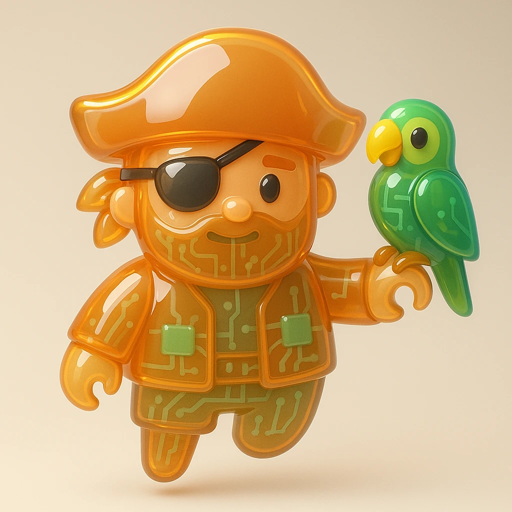 pirate with eye patch and parrot emoji