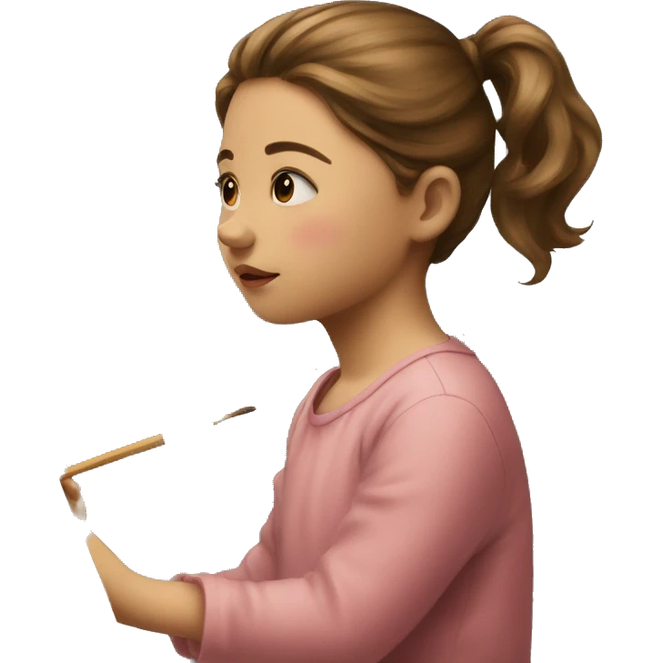 girl watching at painting emoji