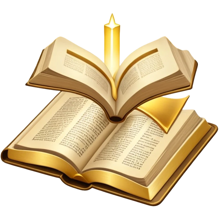 The Holy Bible Book Flipped Open With Glorious Divine Gold Shine beaming out of it  emoji