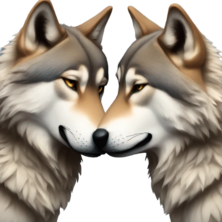 2 wolves kissing emoji