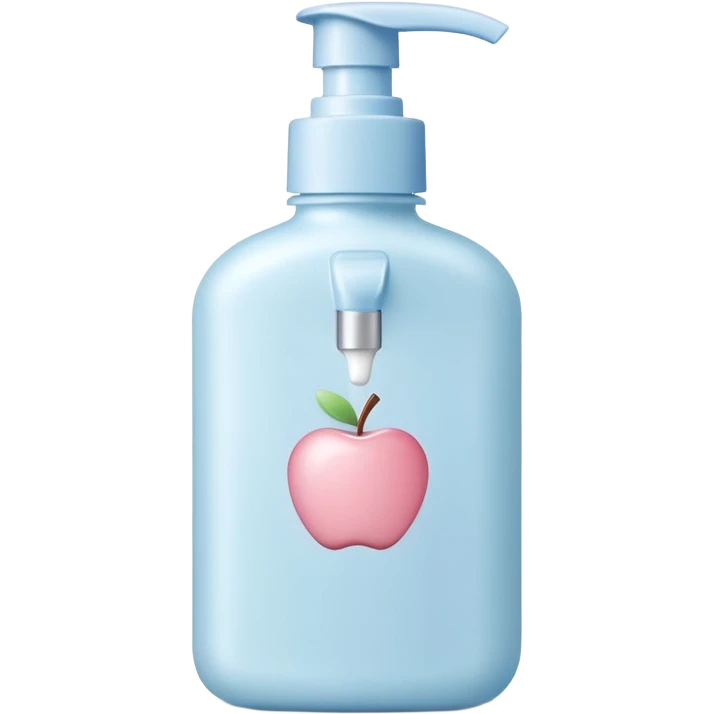 soft plastic bottle with rounded edges and a flip-top or pump cap, filled with creamy white lotion, gentle ergonomic shape, pastel-toned white pale blue or soft pink, no label, no baby, no extras, closed bottle, apple emoji style, soft lighting, subtle shadows, transparent background, emoji scale emoji