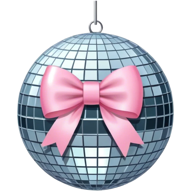 Disco ball with a light pink bow emoji