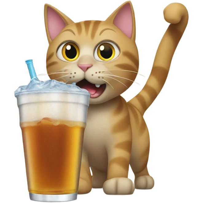 cat drinking soda out of a stanley  emoji