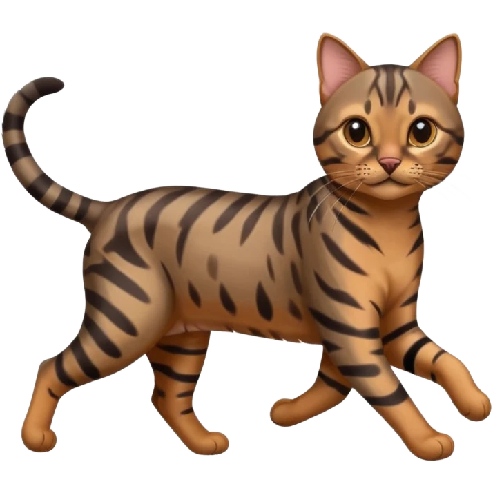 Cute dark grey and brown bengal cat running emoji