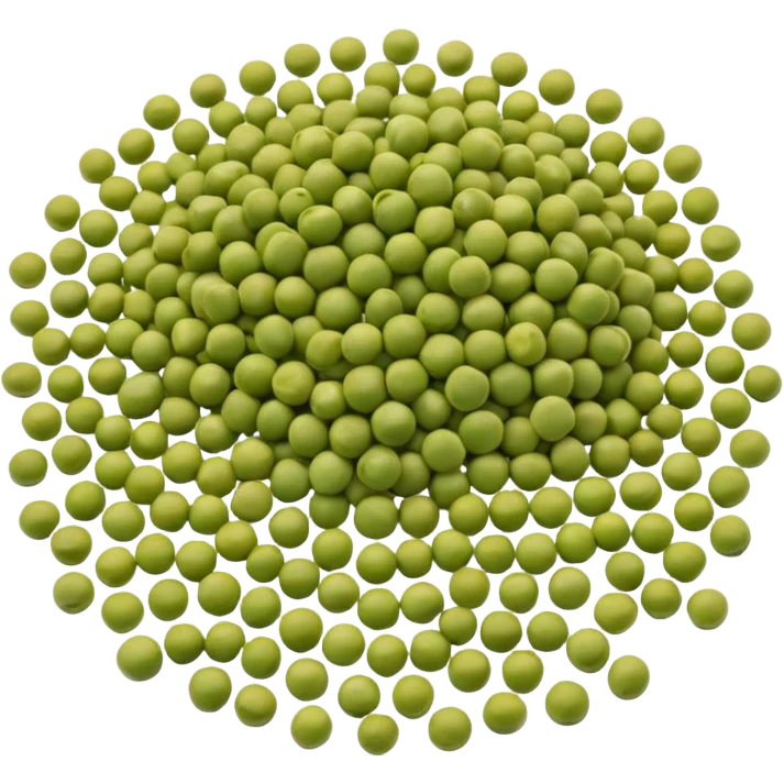 loose scatter of dried split peas with a soft matte surface and muted green to yellow-green tones, each half-pea smooth, round-edged, slightly flattened, clean natural break, no bowl or extras, apple emoji style, soft lighting, subtle shadows, transparent background, emoji scale emoji