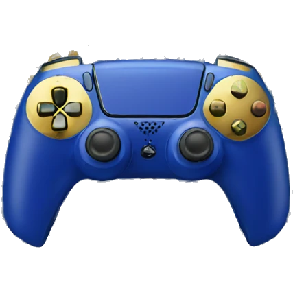ps5 controller with blue and gold emoji