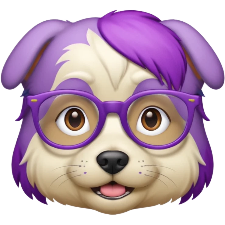purple haired dog wearing glassess emoji
