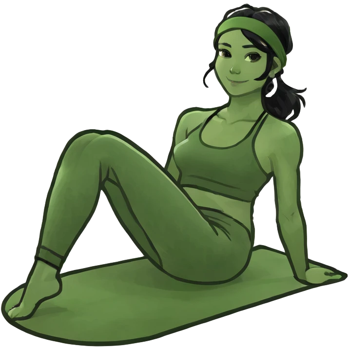 Girl with black hair doing pilates emoji