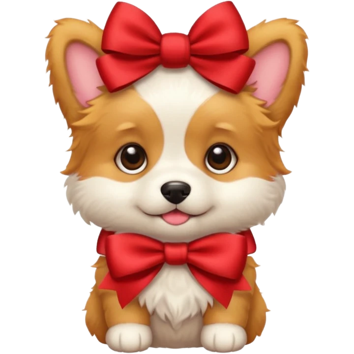 Cute puppy with bow emoji