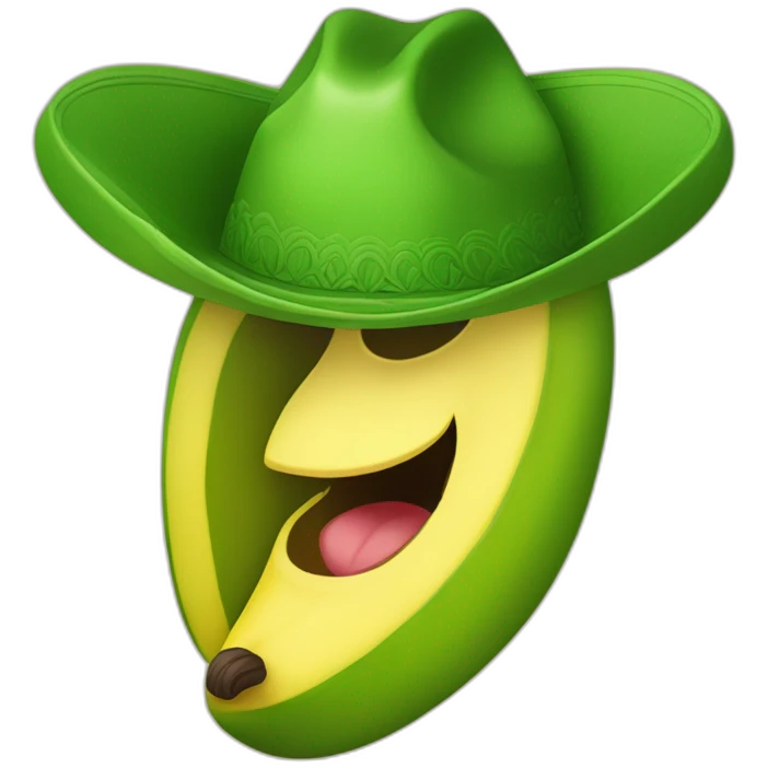 un cuerpo de platano verde que tenga un bigote y un sombrero de paja emoji