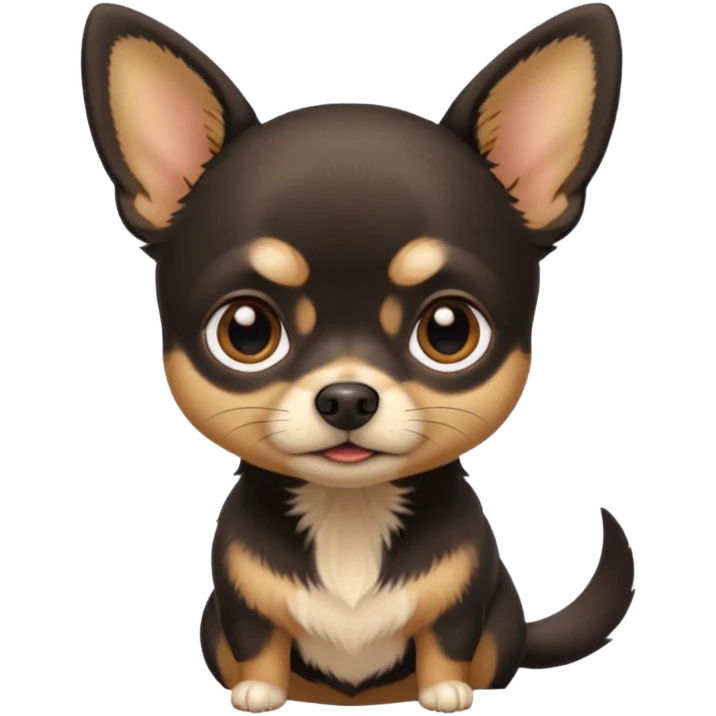 Chihuahua noir marron et feu emoji