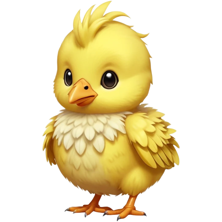 Baby chocobo from Final Fantasy, cute tiny yellow bird chick with fluffy feathers emoji