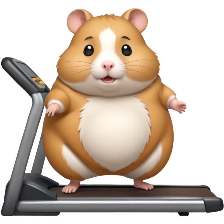 fat hamster big belly trying to run on treadmill sideways emoji