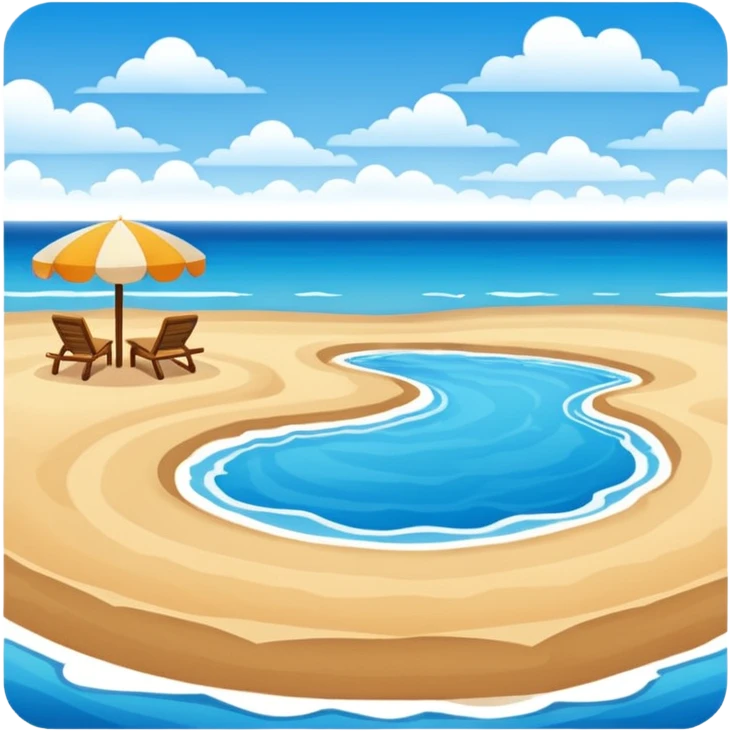 playa paisaje sin que sea un cuadro y que el cielo azul y la arena esten recortada emoji