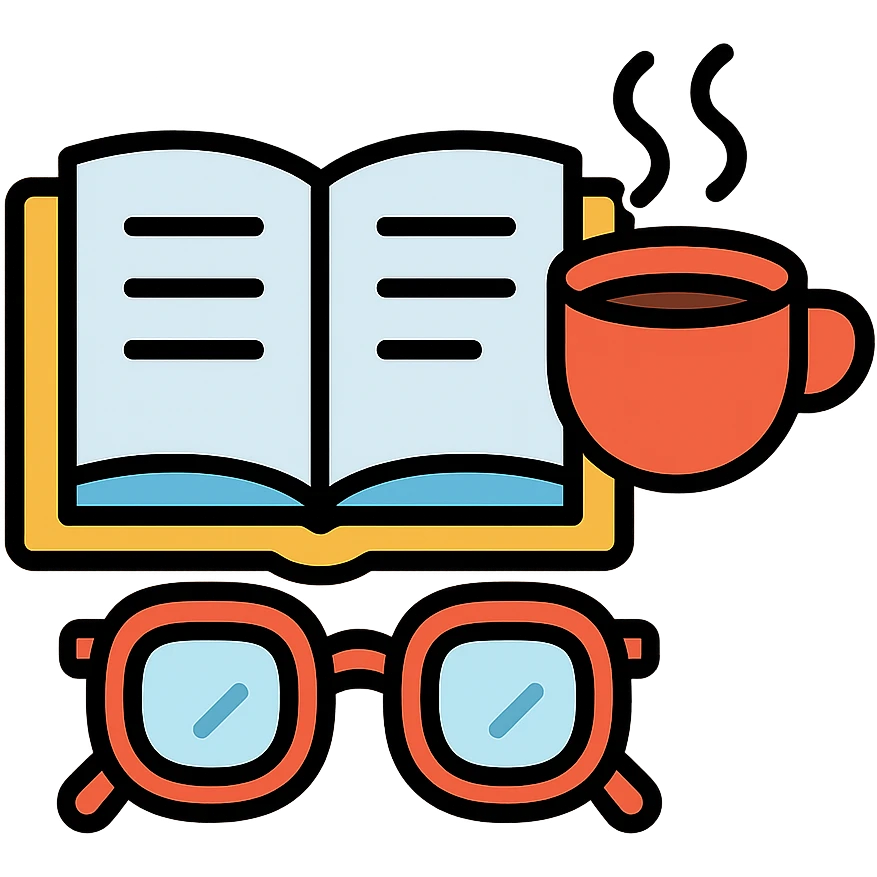 open book with glasses and a cup of coffee, representing studying icon emoji