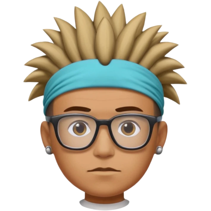 extreme mohawk person face headband glassess emoji