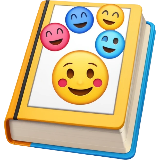A textbook with the word 'emoji' written on the cover emoji