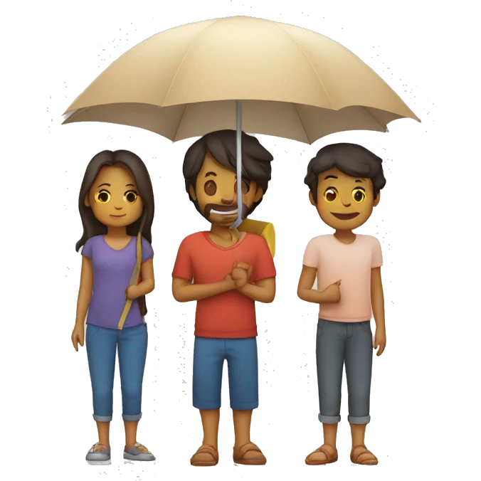familia protegida por una sombrilla  emoji